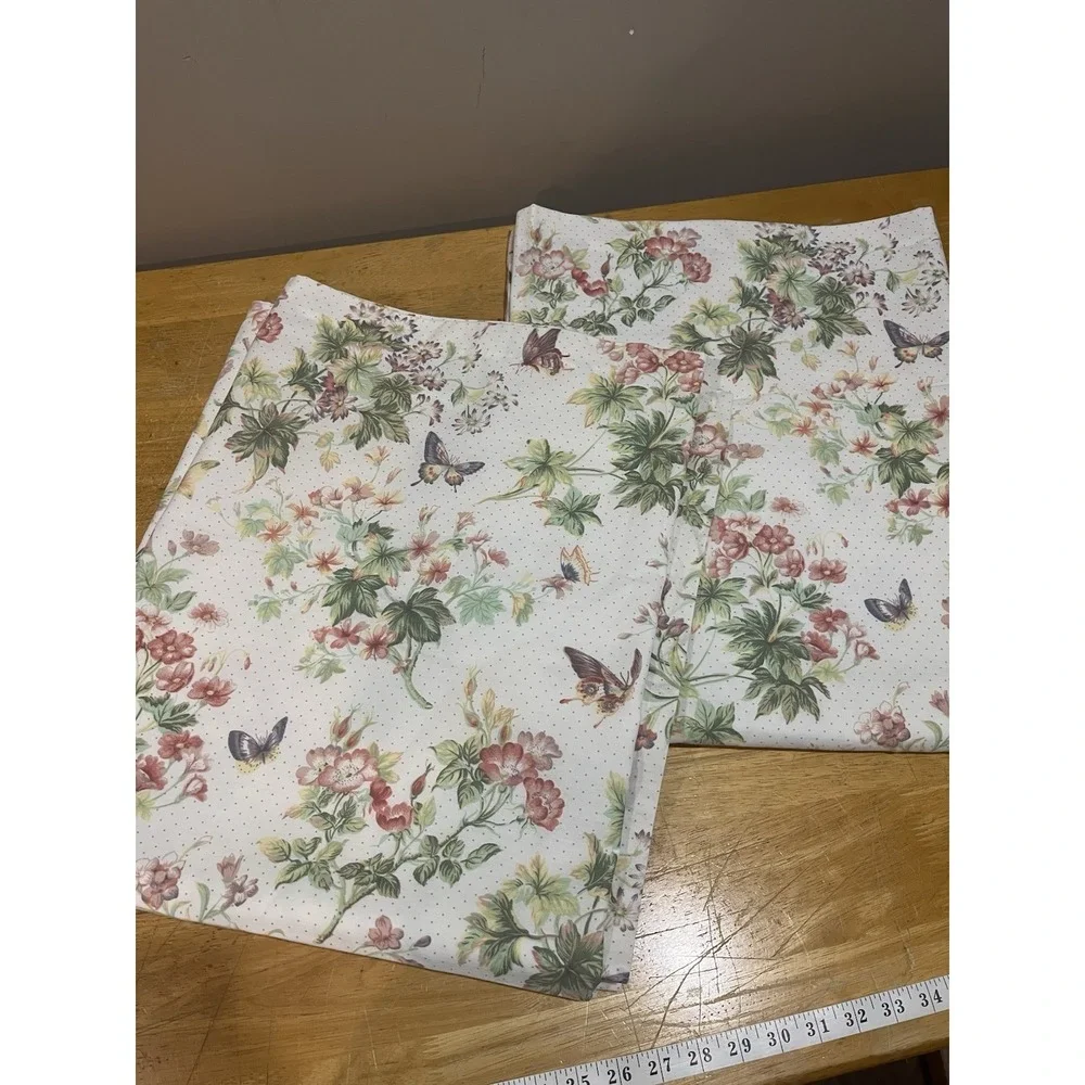 Vtg JC Penny Floral Drape Curtain (2) Panels Wildflower Butterfly 40x64